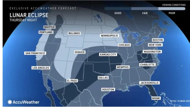 A lunar eclipse map shows which states will have the best viewing chances.