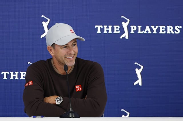 Adam Scott of Australia speaks to the media prior to THE PLAYERS Championship on the Stadium Course at TPC Sawgrass on March 11, 2025 in Ponte Vedra Beach, Florida.