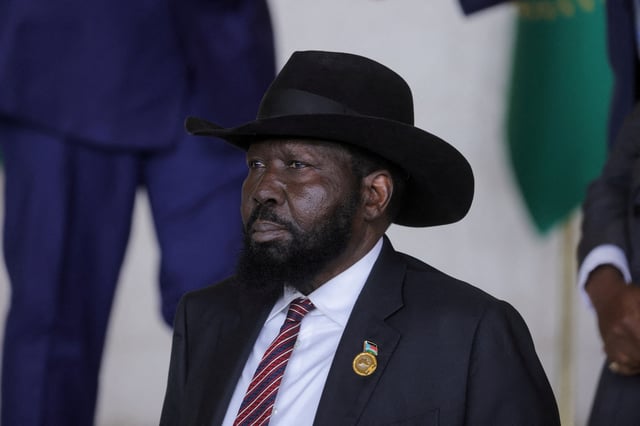 South Sudan's President Salva Kiir Mayardit prepares for a group photo during the opening of an African Union summit in Addis Ababa, Ethiopia, February 15, 2025. REUTERS/Tiksa Negeri/File Photo