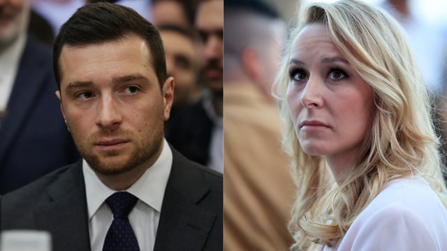 Jordan Bardella, président du RN, et Marion Maréchal, députée européenne Identité et Liberté