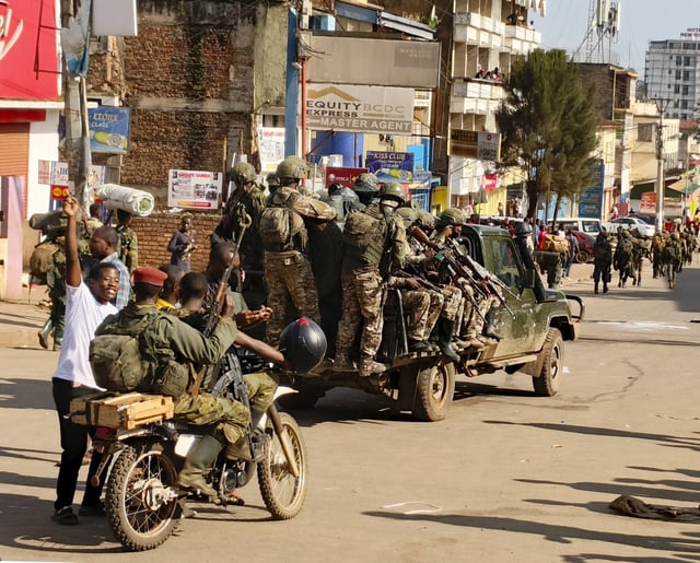 FILE - M23 rebels enter the centre of east Congo's second-largest city, Bukavu, and take control of the South Kivu province administrative office, Sunday, Feb. 16, 2025. (AP Photo/Janvier Barhahiga, file)
