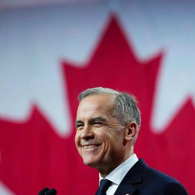Liberal Party of Canada Leader Mark Carney delivers his speech after being announced as the winner of the party leadership in Ottawa on Sunday, March 9, 2025. THE CANADIAN PRESS/Sean Kilpatrick