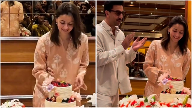 Alia Bhatt celebrated her upcoming birthday with Ranbir Kapoor in a pastel pink kurta.