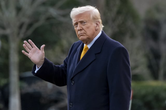 President Donald Trump waves before departing on Marine One from the South Lawn of the White House, Friday, March 7, 2025, in Washington.
