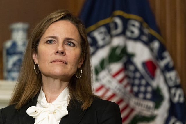 Supreme Court Justice Amy Coney Barrett at a meeting on Capitol Hill on October 1, 2020.
