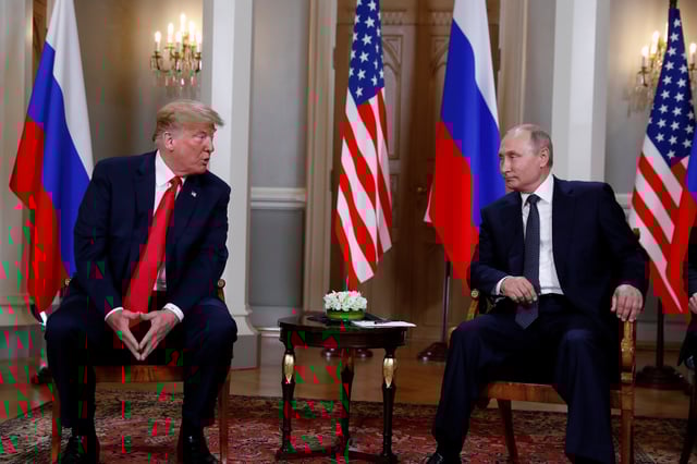 U.S. President Donald Trump meets with Russia's President Vladimir Putin in Helsinki, Finland, July 16, 2018. REUTERS/Kevin Lamarque