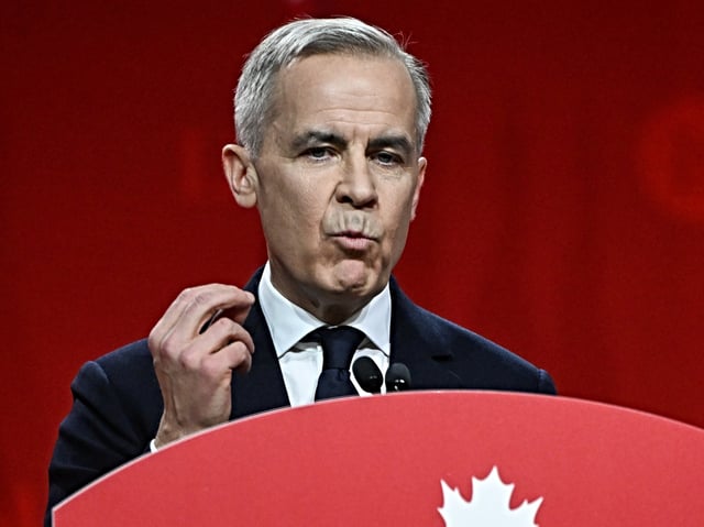 OTTAWA, CANADA MARCH 9: 
Mark Carney, the newly elected leader of the Liberal Party of Canada, addresses supporters in a victory speech after the official announcement of the 2025 Liberal Leadership race results at Rogers Centre, in Ottawa, Ontario, Canada, on March 9, 2025. (Photo by Artur Widak/NurPhoto)