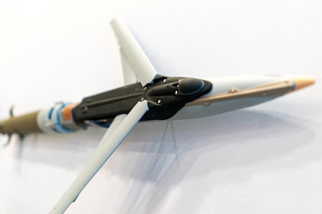 A Ground Launched Small Diameter Bomb is displayed at Boeing booth during the Association of the United States Army annual meeting and exposition at the Walter E. Washington Convention Center in Washington, U.S., October 14, 2024. REUTERS/Nathan Howard/File Photo