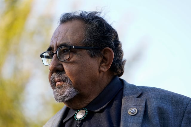 U.S. Representative Raul Grijalva (D-AZ) speaks after women with Caravan of Mothers of Disappeared Migrants shared stories of their missing family members on Capitol Hill in Washington, U.S., October 19, 2021. REUTERS/Elizabeth Frantz/File Photo