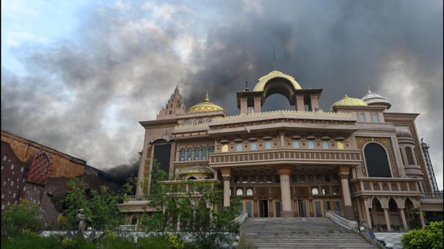 The fire department received an emergency call at 6.50am after a security guard stationed at KoD noticed smoke billowing from the complex. (Parveen Kumar/HT Photo)