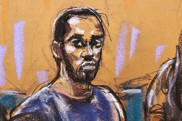 Sean "Diddy" Combs sits during a bail hearing in federal court in the Manhattan borough of New York City, U.S., September 18, 2024 in this courtroom sketch. REUTERS/Jane Rosenberg/File Photo