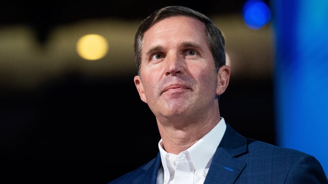Kentucky Gov. Andy Beshear is seen after speaking on the first night of the Democratic National Convention at the United Center in Chicago, Ill., on Monday, August 19, 2024.