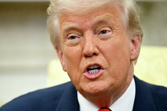 President Donald Trump speaks to reporters during a meeting with NATO Secretary General Mark Rutte at the White House in Washington, Thursday, March 13, 2025. To accelerate mass deportations across the country, President Donald Trump is expected to invoke a 277-year-old wartime law as early as today. 
