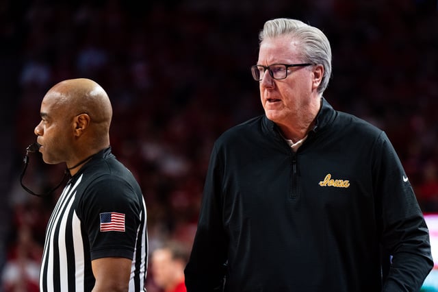 Mar 9, 2025; Lincoln, Nebraska, USA; Iowa Hawkeyes head coach Fran McCaffery during the first half against the Nebraska Cornhuskers at Pinnacle Bank Arena. Mandatory Credit: Dylan Widger-Imagn Images/File Photo