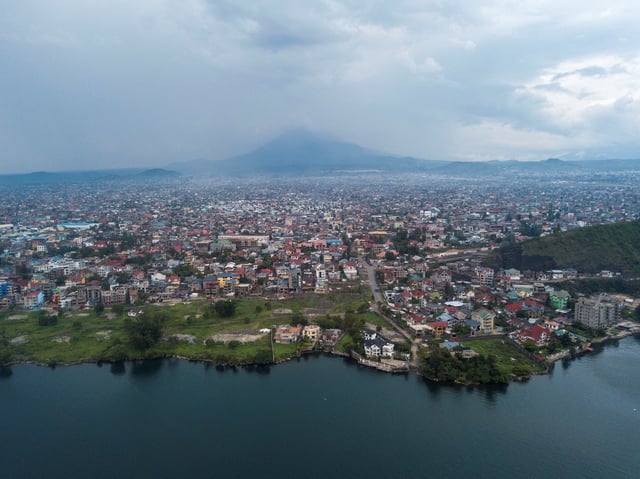 Aerial view shows Lake Kivu and the skyline of the city of Goma, North Kivu province, Democratic Republic of the Congo, October 21, 2023. REUTERS/Arlette Bashizi/File Photo