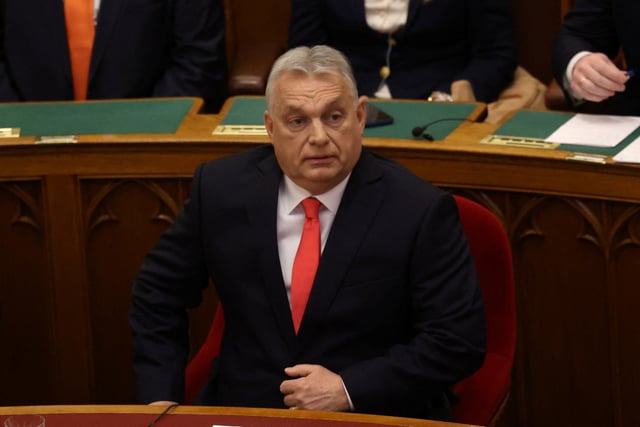 Hungarian Prime Minister Viktor Orban attends the spring session of the parliament in Budapest, Hungary, February 24, 2025. REUTERS/Bernadett Szabo/File Photo