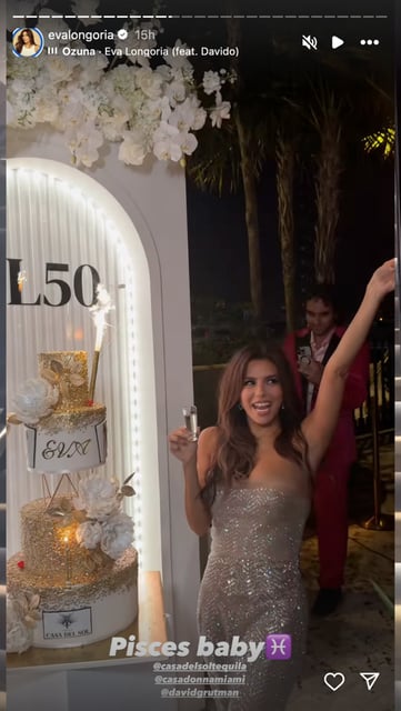 Eva Longoria at her birthday party.