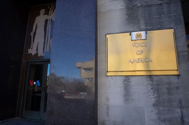 Voice of America headquarters is seen in Washington, D.C., Feb. 14, 2025.