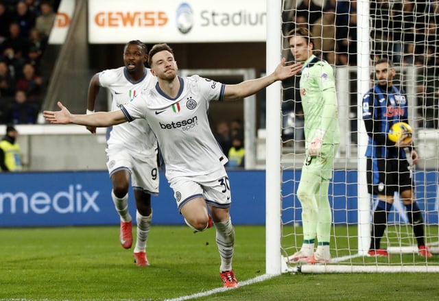 Soccer Football - Serie A - Atalanta v Inter Milan - Gewiss Stadium, Bergamo, Italy - March 16, 2025 Inter Milan's Carlos Augusto celebrates scoring their first goal REUTERS/Alessandro Garofalo
