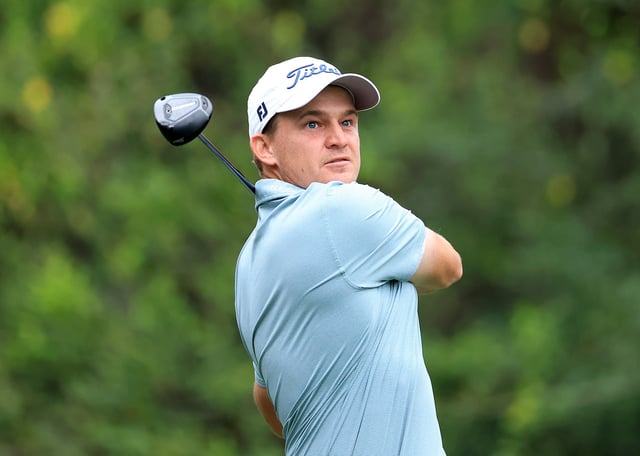 Bud Cauley of The United States plays his tee shot on the second hole during the final round of THE PLAYERS Championship 2025 at TPC Sawgrass on March 16, 2025 in Ponte Vedra Beach, Florida.