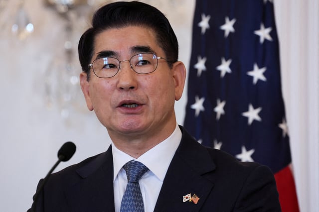South Korean Defense Minister Kim Yong-hyun attends a joint press conference during a 2+2 meeting, at the State Department in Washington, U.S., October 31, 2024. REUTERS/Leah Millis/File Photo