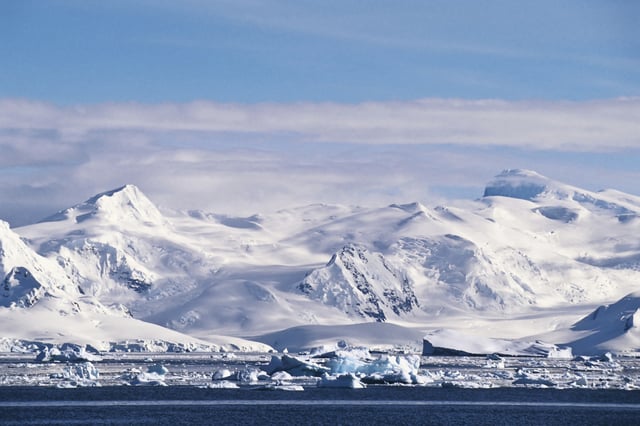 File photo of coastal mountains on the Antarctic Peninsula.