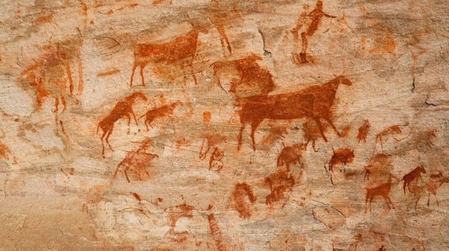 Stock image of a cave painting in South Africa.