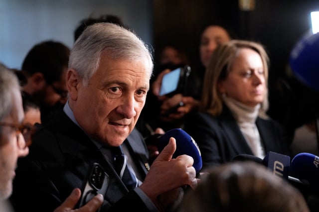 Italian Foreign Minister Antonio Tajani gestures on the day of the G7 Foreign Ministers meeting in La Malbaie, Charlevoix, Quebec, Canada March 14, 2025.  REUTERS/Mathieu Belanger/File Photo