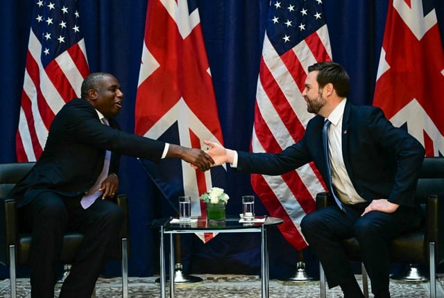 David Lammy and JD Vance at the Munich Security Conference in February - but they had established a friendship before the US election. (Photo by Tobias SCHWARZ / AFP) (