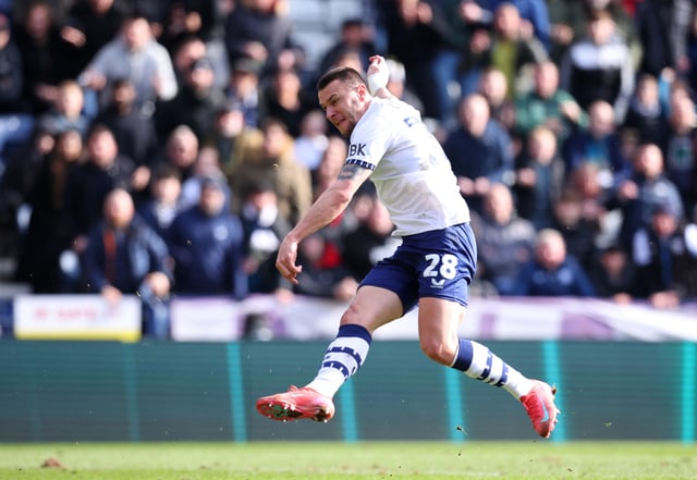 Soccer Football - FA Cup - Fifth Round - Preston North End v Burnley - Deepdale, Preston, Britain - March 1, 2025 Preston North End's Milutin Osmajic scores their second goal Action Images/Ed Sykes/File Photo