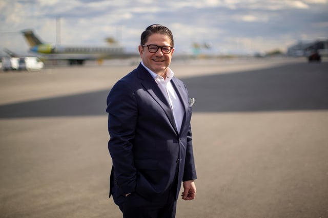 President and Chief Executive Officer of Bombardier, Eric Martel, poses for a photo as Canadian business jet maker Bombardier holds an investor day at their plant in Mississauga, Ontario, Canada May 1, 2024.  REUTERS/Carlos Osorio/File Photo