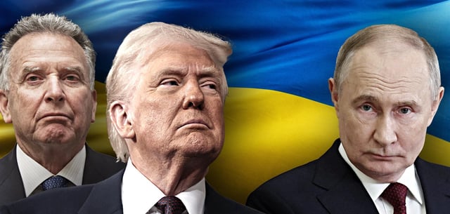 Steve Witkoff (l.), Donald Trump und Wladimir Putin