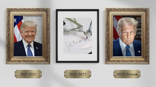 President Trump posted this image on his Truth Social platform in mockery of his presidential successor and predecessor