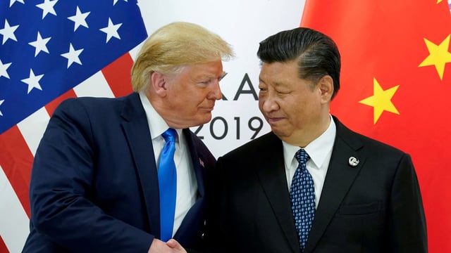 US President Donald Trump with China's President Xi Jinping at the G20 leaders summit in Osaka, Japan, June 29, 2019.