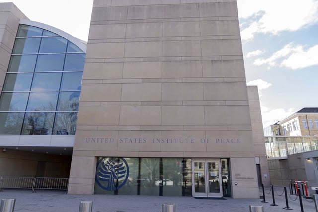 The United State Institute of Peace building is seen, Monday, March 17, 2025, in Washington. (AP Photo/Jose Luis Magana)