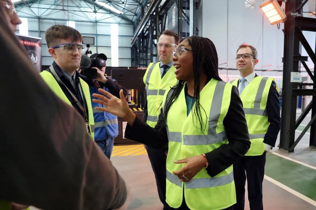 Kemi Badenoch on a visit to BAe Systems in Glasgow. In a speech she was set to insist that the Tories &#39;care deeply about our natural environment&#39; (Jeff J Mitchell/Getty)