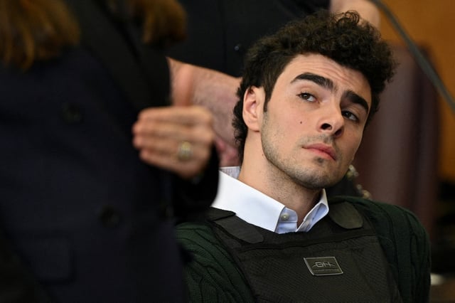 Luigi Mangione, the suspect in the killing of UnitedHealth Group chief executive Brian Thompson, appears in Manhattan Supreme Court on New York state murder and terrorism charges in New York City, U.S., February 21, 2025.