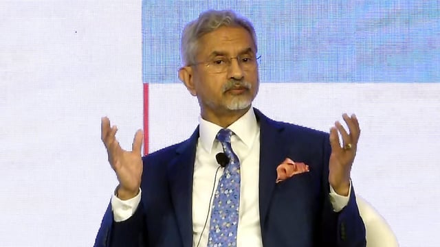 External Affairs Minister S Jaishankar addresses a session at the Raisina Dialogue 2025