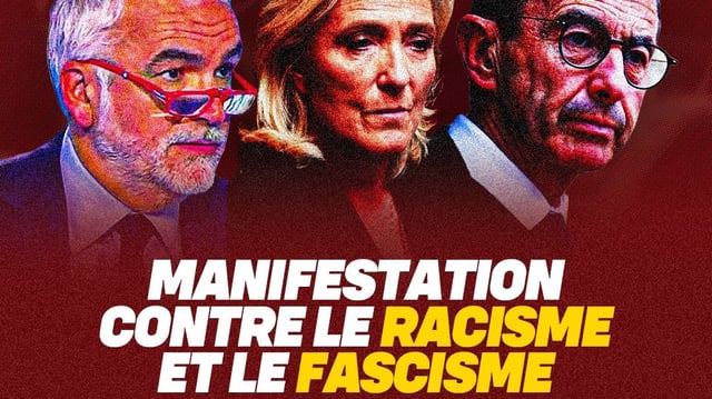 La nouvelle affiche de LFI pour appeler à manifester le 22 mars.