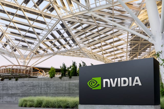 The logo of NVIDIA as seen at its corporate headquarters in Santa Clara, California, in May of 2022. Courtesy NVIDIA/Handout via REUTERS/File Photo
