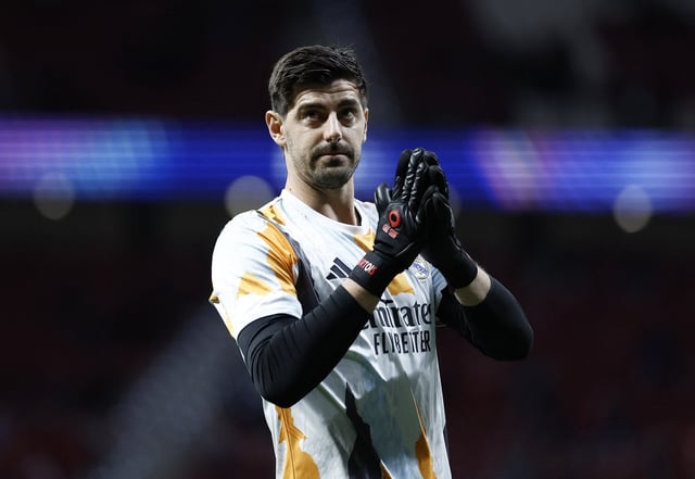 Soccer Football - Champions League - Round of 16 - Second Leg - Atletico Madrid v Real Madrid - Metropolitano, Madrid, Spain - March 12, 2025 Real Madrid's Thibaut Courtois during the warm up before the match REUTERS/Juan Medina/File Photo