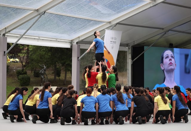 Olympics - 144th IOC Session - Opening Ceremony - International Olympic Academy, Ancient Olympia, Greece - March 18, 2025 Dance performers are seen during the opening ceremony REUTERS/Louisa Gouliamaki