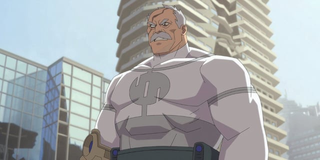 Conquest looms over a destroyed city in Invincible Season 3
