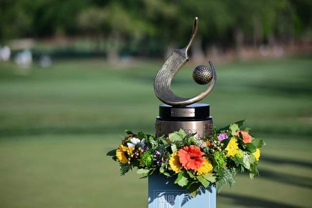 The Valspar Championship Trophy on display after the final round of the Valspar Championship at Copperhead Course at Innisbrook Resort and Golf Club on March 24, 2024 in Palm Harbor, Florida.