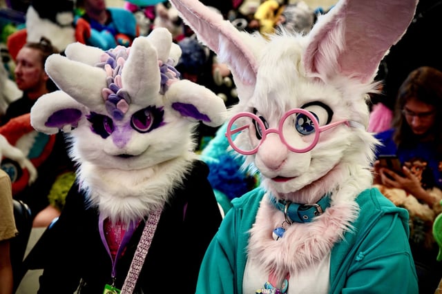 Furries attend Anthrocon 2023, one of the world&#39;s largest anthropomorphic conventions celebrating the furry subculture, in which people dress up or roleplay as animal characters, at the David L. Lawrence Convention Center in Pittsburgh, Pennsylvania, on July 1, 2023.