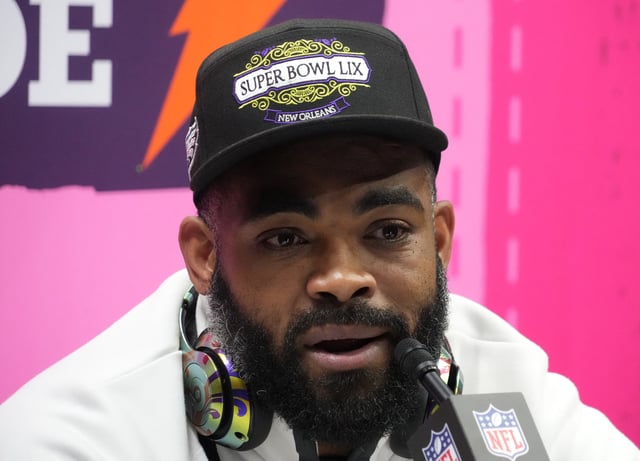 Feb 3, 2025; New Orleans, LA, USA;  Philadelphia Eagles defensive end Brandon Graham (55) during Super Bowl LIX Opening Night at Ceasars Superdome. Mandatory Credit: Kirby Lee-Imagn Images/File Photo