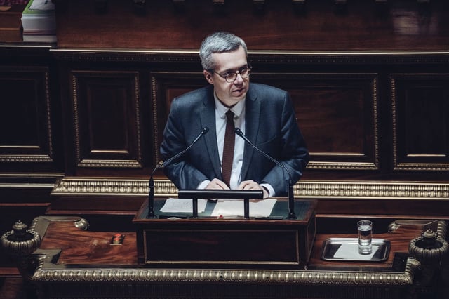 Le sénateur Jean-Baptiste Blanc (Les Républicains), lors d'un débat sur la loi ZAN en janvier 2024.