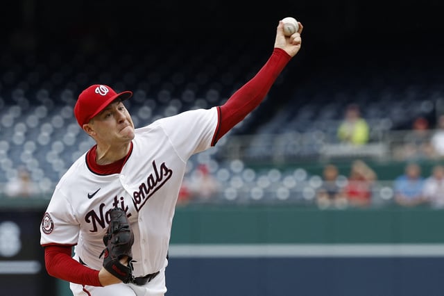Sep 26, 2024; Washington, District of Columbia, USA; Washington Nationals starting pitcher Patrick Corbin (46) pitches against the Kansas City Royals during the first inning at Nationals Park. Mandatory Credit: Geoff Burke-Imagn Images/ File Photo