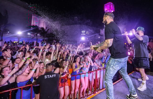 DJ Pauly D performs live at Mandala Beach for Spring Break on March 15, 2023 in Cancun, Mexico.