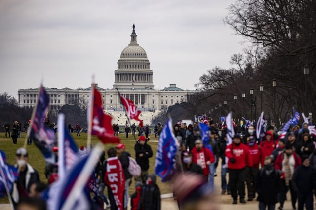 The U.S. Capitol can be seen across the National Mall as supporters of President Donald Trump begin to gather for a rally on January 6, 2021, in Washington, D.C. (Photo by Samuel Corum/Getty Images)